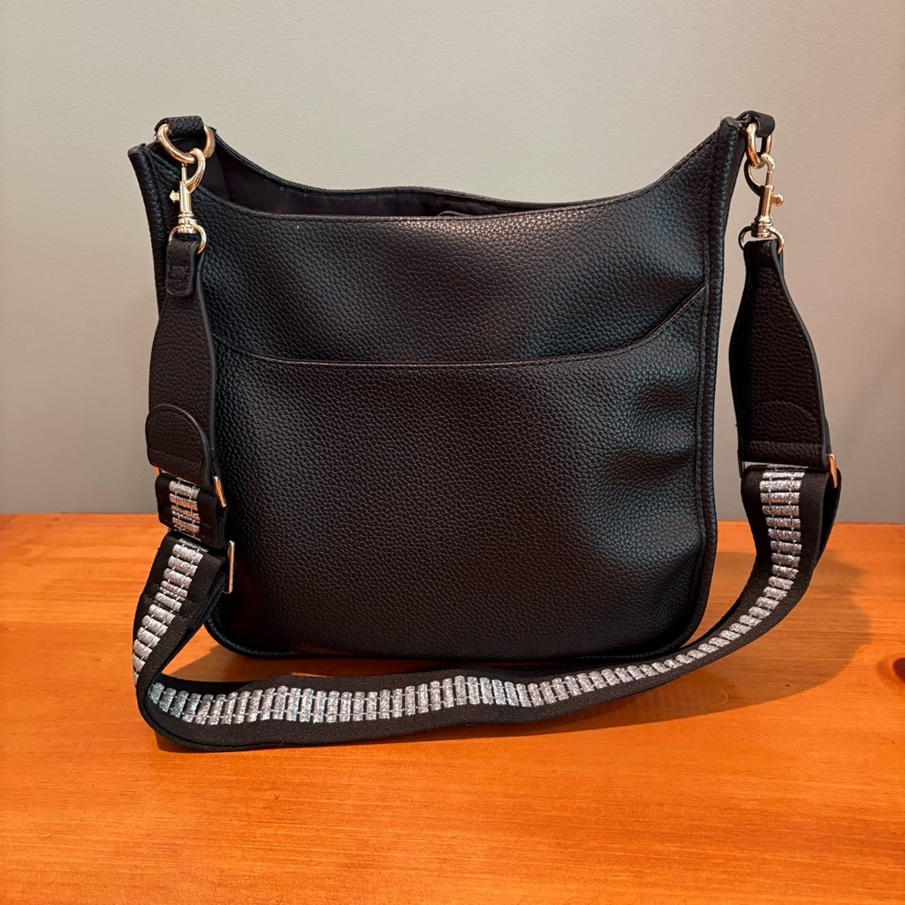 Black Pebbled Leather Shoulder Bag